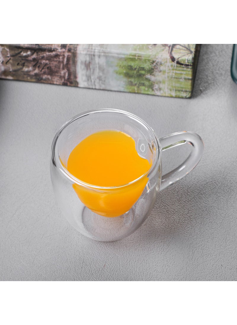 Generic - Factory wholesale creative heart-shaped double-layer glass cup love cup juice cup beverage coffee cup handle Cup loge 180ml heart-shaped double-layer Cup - Image 1