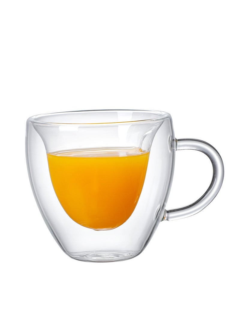 Generic - Factory wholesale creative heart-shaped double-layer glass cup love cup juice cup beverage coffee cup handle Cup loge 180ml heart-shaped double-layer Cup - Image 1