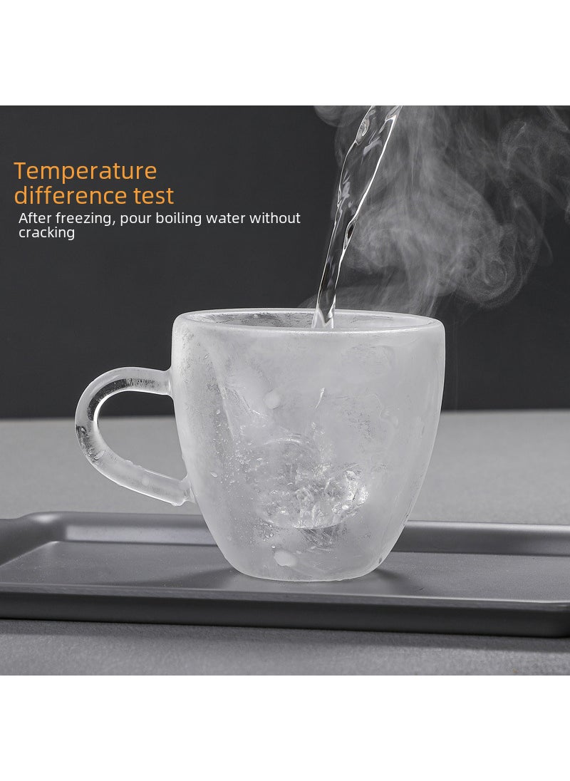 Generic - Factory wholesale creative heart-shaped double-layer glass cup love cup juice cup beverage coffee cup handle Cup loge 180ml heart-shaped double-layer Cup - Image 1