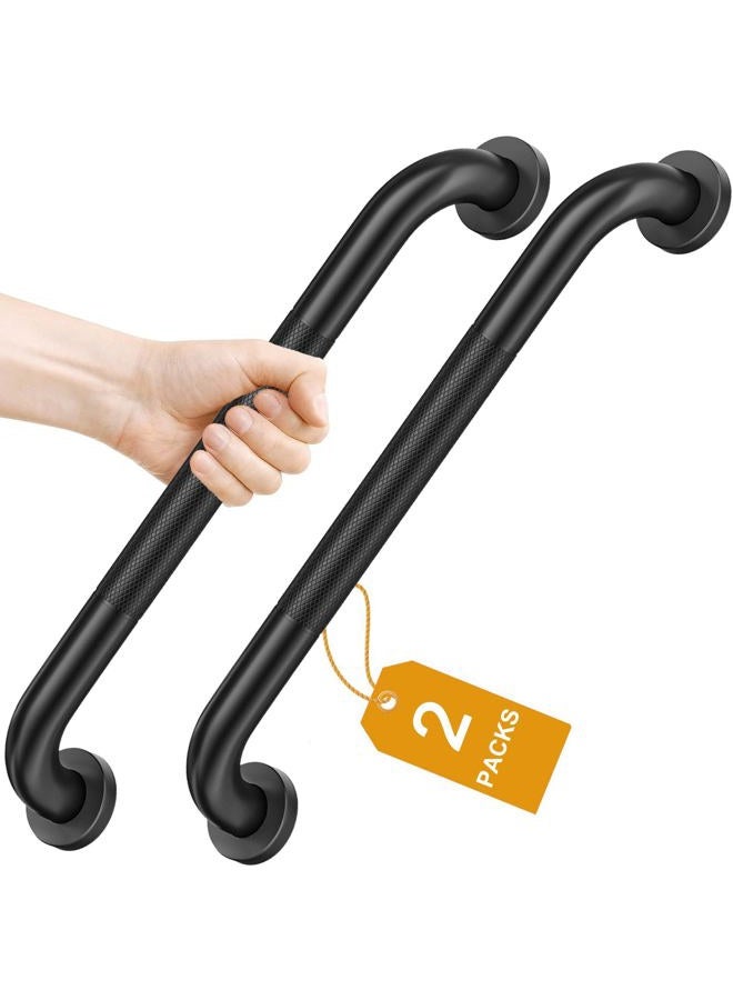 Fanhao 2 Pack Bathroom Grab Rail, 16 Inch Stainless Steel Shower Hand Rail Grab Handles, Safety Hand Rail Mobility Aids for Elderly, Children and Disability- Matte Black - Image 1