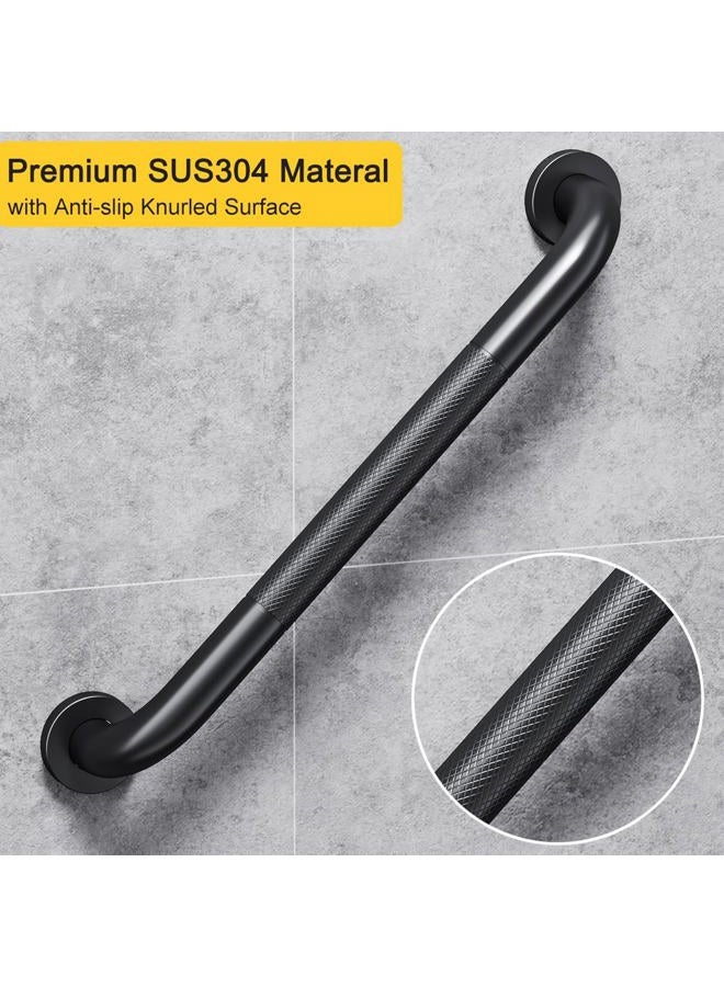 Fanhao 2 Pack Bathroom Grab Rail, 16 Inch Stainless Steel Shower Hand Rail Grab Handles, Safety Hand Rail Mobility Aids for Elderly, Children and Disability- Matte Black - Image 2