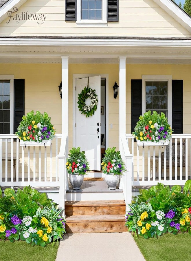 Faylifeway 15 Bundles Artificial Plants Outdoor, UV Resistant Faux Greenery Stems with Flowers Shrubs for Planters Front Porch Outside Garden Window Box Patio Yard Decor - Image 3