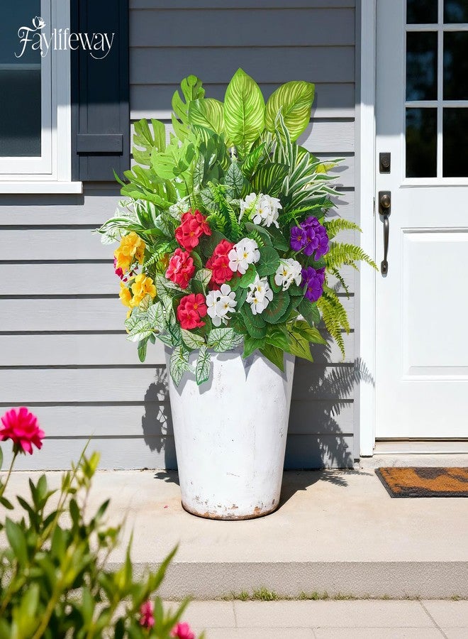 Faylifeway 15 Bundles Artificial Plants Outdoor, UV Resistant Faux Greenery Stems with Flowers Shrubs for Planters Front Porch Outside Garden Window Box Patio Yard Decor - Image 5