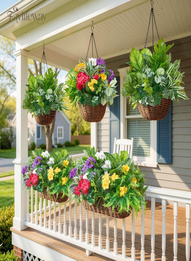 Faylifeway 15 Bundles Artificial Plants Outdoor, UV Resistant Faux Greenery Stems with Flowers Shrubs for Planters Front Porch Outside Garden Window Box Patio Yard Decor - Image 2