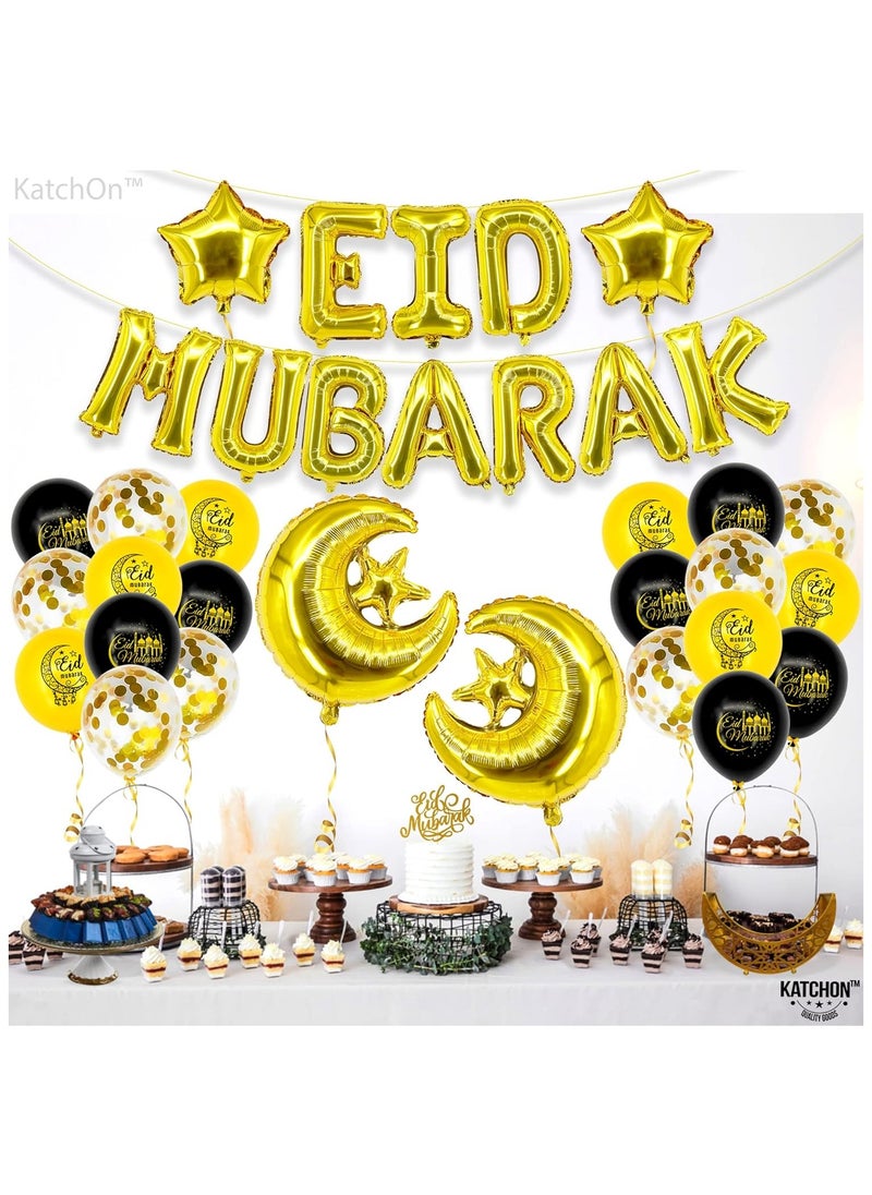 KATCHON Gold Eid Mubarak Balloons Banner Pack of 35 for Eid Mubarak Decorations  - Image 4