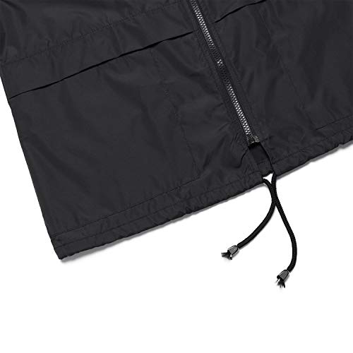 PESION Women's Waterproof Raincoat Black Lightweight Rain Jacket Hooded Windbreaker with Pocket for Outdoor Black M - Image 5