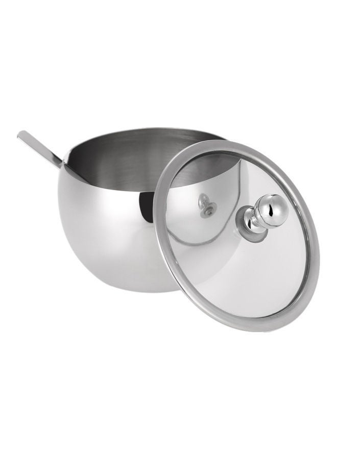 NIBEMINENT Sugar Bowl With Lid And Spoon Silver 400g - Image 1