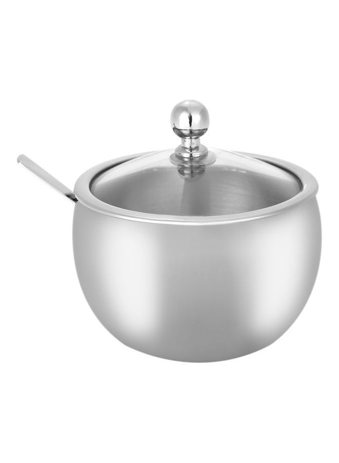 NIBEMINENT Sugar Bowl With Lid And Spoon Silver 400g - Image 3