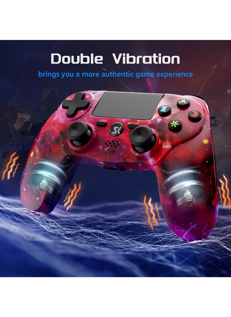 Generic - Wireless Controller for PS4 Support Double Vibration 6-Axis Motion Sensor Sensitive Touch Pad Built-in Speaker & Stereo Headphone Jack Compatible with PS 4/Pro/Slim (Red) - Image 1
