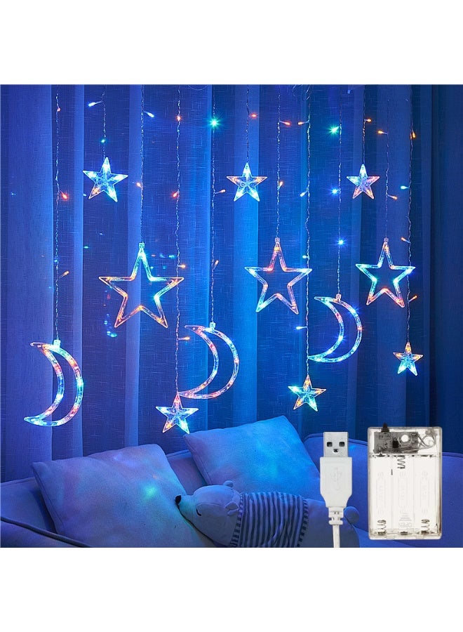 ديكورات رمضان نجمة أضواء القمر مع صندوق بطارية USB كابل كليب رمضان ديكورات عطلة المنزل حفل زفاف رمضان ، (لون نجمة القمر) - Image 1