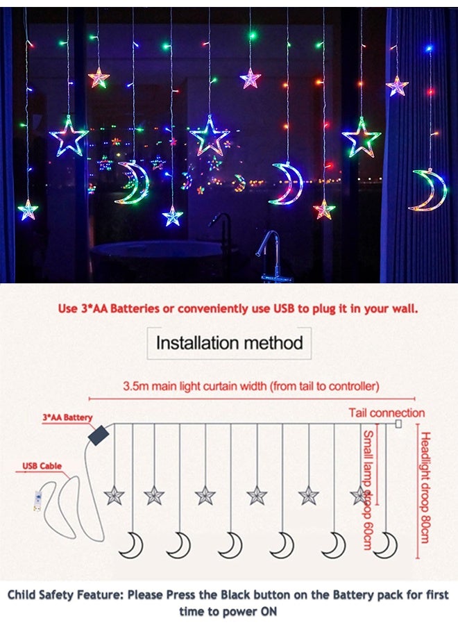 ديكورات رمضان نجمة أضواء القمر مع صندوق بطارية USB كابل كليب رمضان ديكورات عطلة المنزل حفل زفاف رمضان ، (لون نجمة القمر) - Image 2