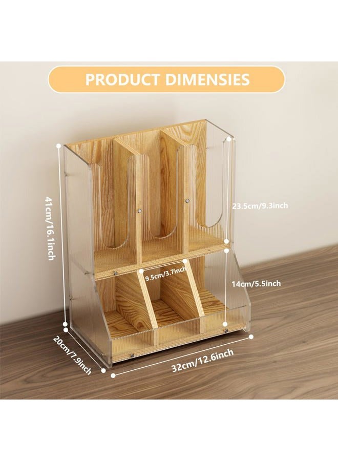 BYCY Coffee Bar Organizer for Countertop,Wooden Shelf for Tea Station with acrylic boards,Coffee Cup and Lid Organizer Cup Dispenser Condiment Organizer Accessories Caddy for Office, Home - Image 3