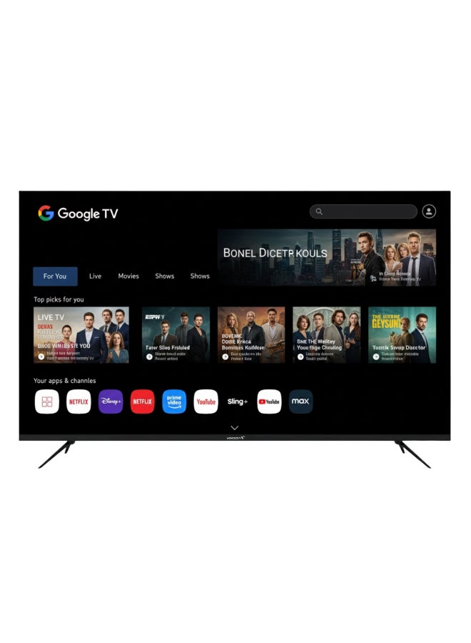 Videocon 65 Inch 4K UHD Edgeles Smart TV | Google TV with Google Assistant Remote | Bluetooth & Chromecast Built-in | Dolby Audio | Quad-Core Processor | Free Wall Bracket – E65ELGT1100 E65ELGT1100 Black - Image 1