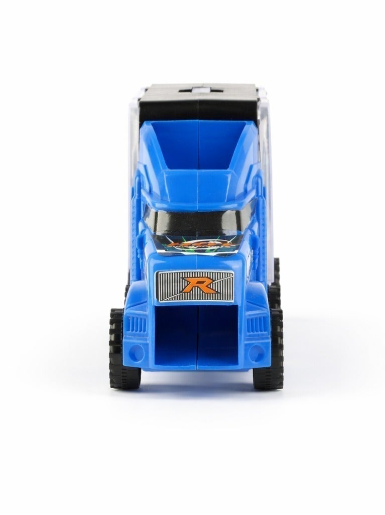 O2. Portable Blue Truck Storage Toy with 3 Alloy Mini Cars, Kids Transport Truck Carrier Case with Transparent Storage Compartment, Mini Racing Cars Playset for Boys and Girls Ages 3+, (27 × 6.5 × 12 cm) - Image 4