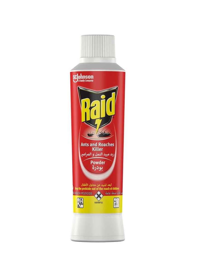 Raid Ant & Cockroach Killer Powder with Long-Lasting Protection - Fast-Acting Indoor Pest Control for Home, Cellar & Attic - Effective Along Cracks & Crevices - 250g