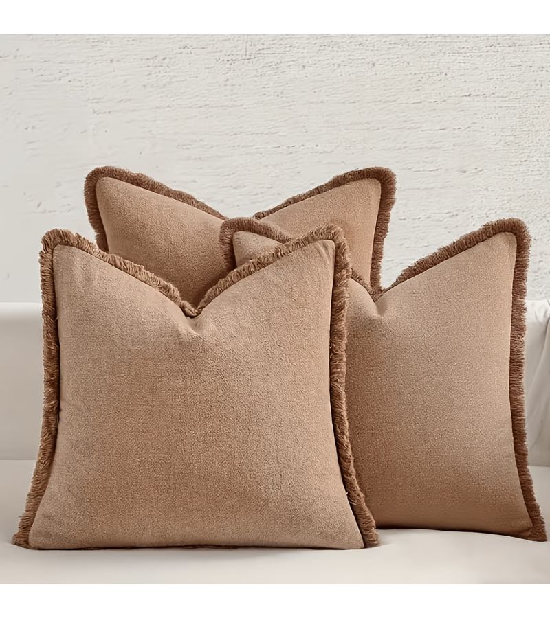 Neu tral Color 45x45cm 18x18inch Boho Farmhouse Tassel Pillow Set 3pcs Sofa Living Room Decoration Cushion Set - Image 5