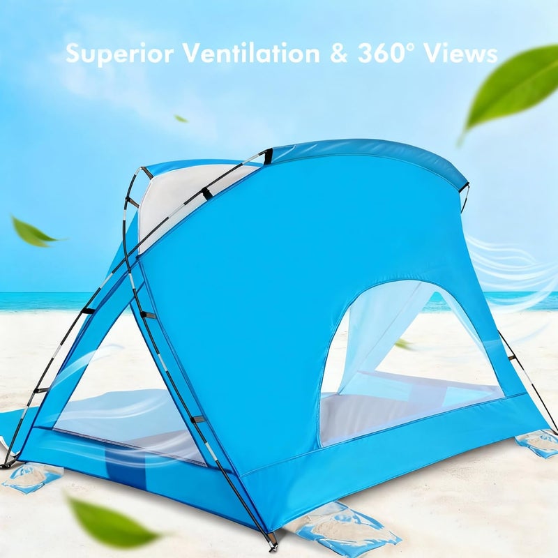 Etto Beach Tent, Portable Sun Shelter for 2/3/4/6-8 Person with UPF 50+ UV Protection, Easy Setup Waterproof Beach Shade Canopy Cabana for Family Outdoor and Picnics, Fishing with Carrying Bag - Image 2