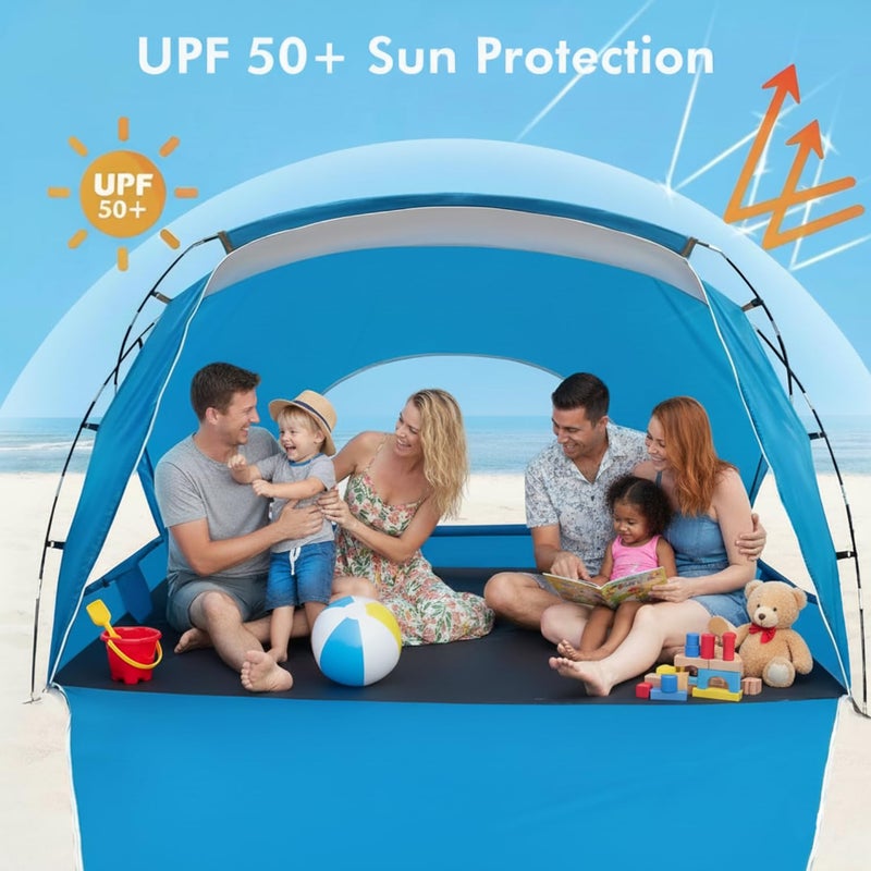 Etto Beach Tent, Portable Sun Shelter for 2/3/4/6-8 Person with UPF 50+ UV Protection, Easy Setup Waterproof Beach Shade Canopy Cabana for Family Outdoor and Picnics, Fishing with Carrying Bag - Image 5