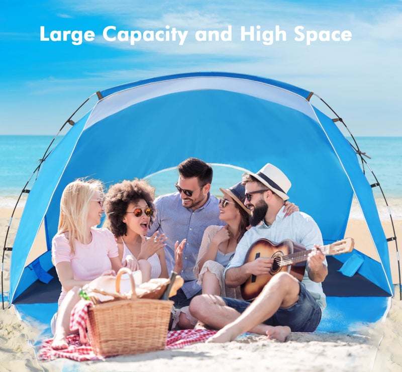 Etto Beach Tent, Portable Sun Shelter for 2/3/4/6-8 Person with UPF 50+ UV Protection, Easy Setup Waterproof Beach Shade Canopy Cabana for Family Outdoor and Picnics, Fishing with Carrying Bag - Image 4