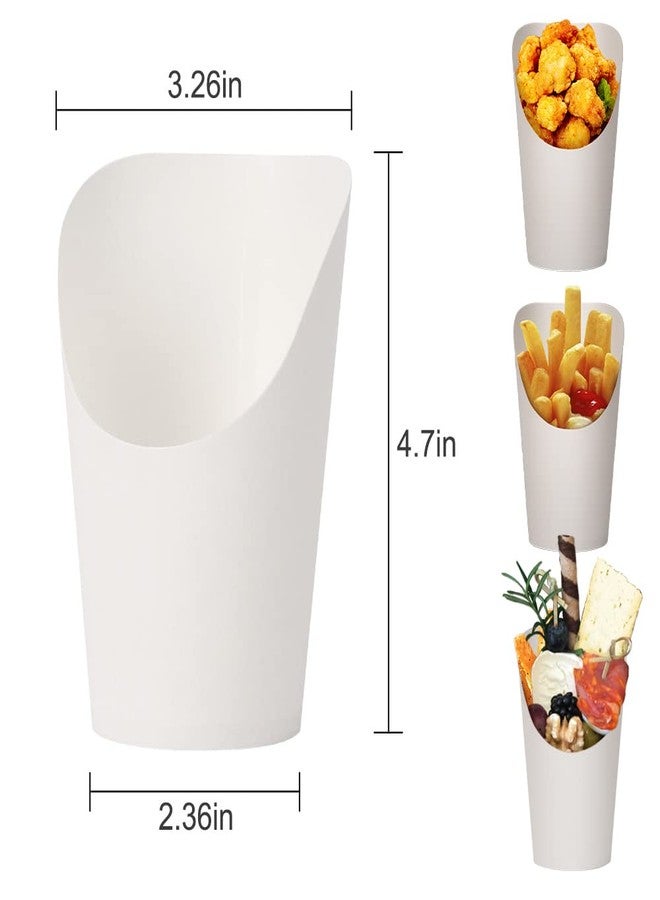 KINGZHUO 50pcs French Fries Holder 14oz Charcuterie Cups Disposable Take-out Party French Fry Cups Waffle Paper Popcorn Boxes Sandwich Paper Cups Holder Wedding Food Trays Paper Cones for Food (White) - Image 4