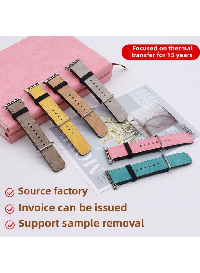 Heat Sublimation PU Leather Blank For Apple Watch Band Suitable For Apple Watch 12345 Generations Fashionable Metal Fake Leather-Color:peacock Blue
