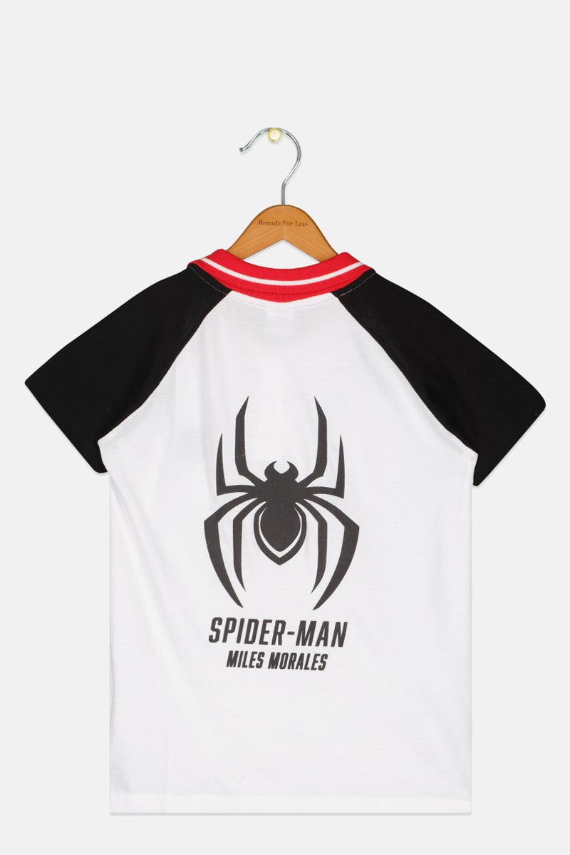 MARVEL Kids Boy Short Sleeve Embroidered Polo Shirt, White - Image 2