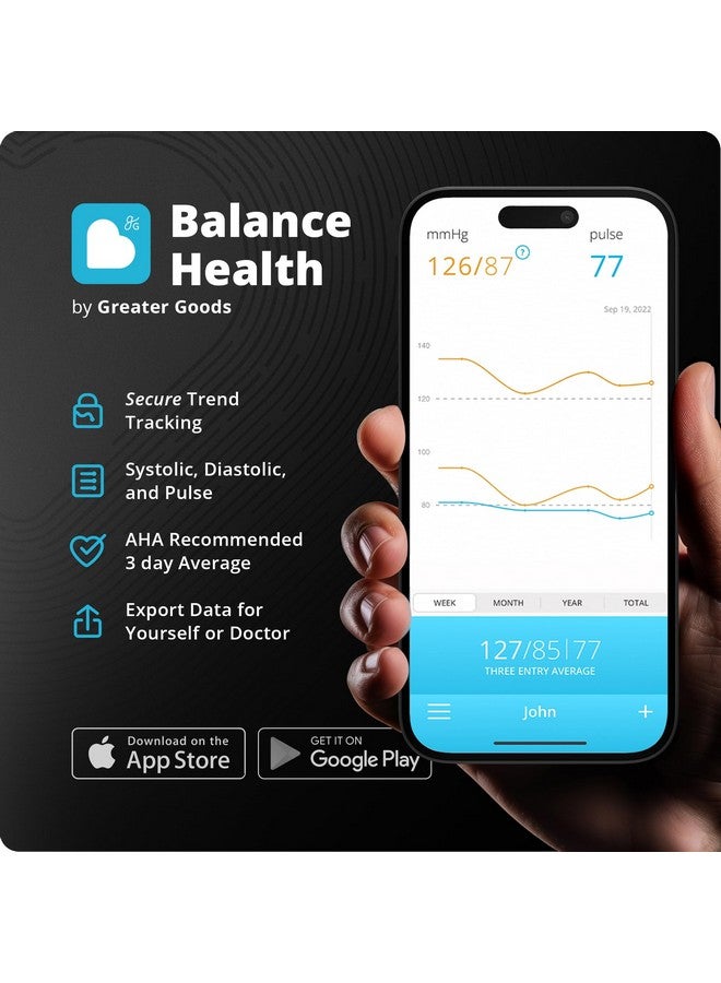 جريتر جودز جهاز قياس ضغط الدم الرقمي الفاخر من جريتر جودز، مزود بتقنية البلوتوث، للاستخدام المنزلي، شاشة كبيرة متعددة الألوان، لون أسود  - Image 4