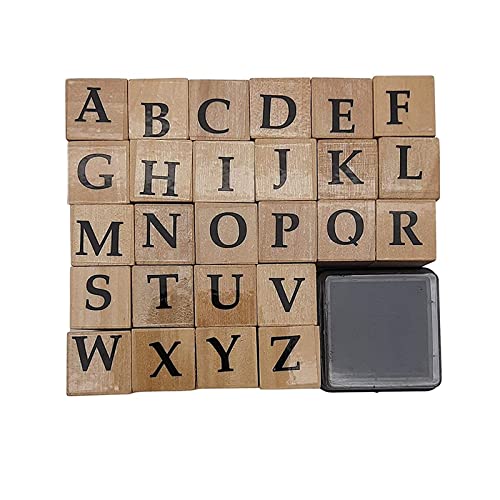WeKonnect; Wooden Rubber 52 Pcs Small & Capital Alphabet Letter Stamps | Vintage Wood with Ink Pad for Journaling, Card Making, DIY, Craft & Scrapbooking (Small & Capital Combo Alphabets) - Image 4