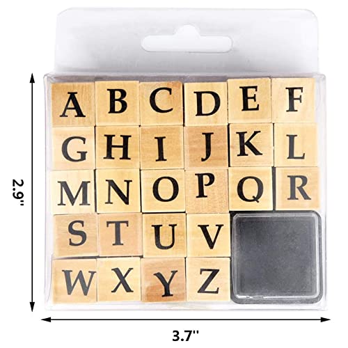 WeKonnect; Wooden Rubber 52 Pcs Small & Capital Alphabet Letter Stamps | Vintage Wood with Ink Pad for Journaling, Card Making, DIY, Craft & Scrapbooking (Small & Capital Combo Alphabets) - Image 2