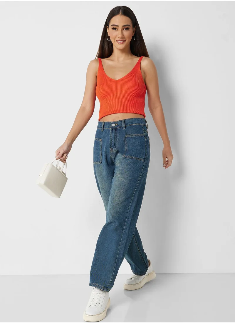 Ginger Pocket Detail Mom Fit Jeans
