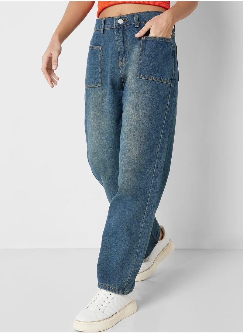 Ginger Pocket Detail Mom Fit Jeans