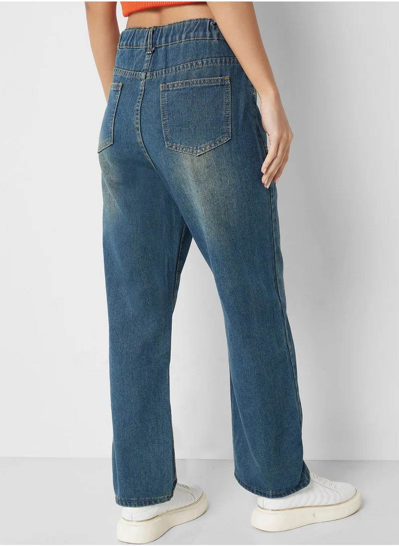 Ginger Pocket Detail Mom Fit Jeans