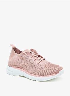 Textured Running Shoes with Lace-Up Closure and Pull tabs