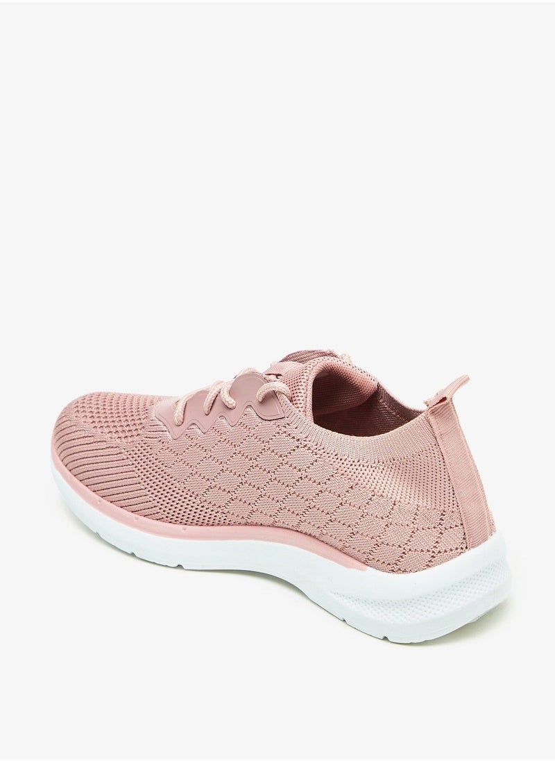 shoexpress - Textured Running Shoes with Lace-Up Closure and Pull tabs - Image 1