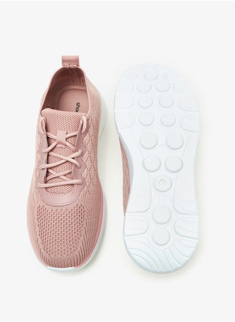 shoexpress - Textured Running Shoes with Lace-Up Closure and Pull tabs - Image 1