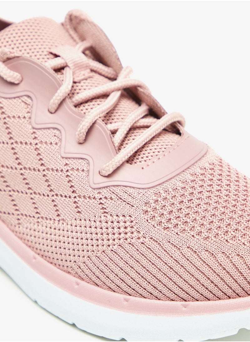 shoexpress - Textured Running Shoes with Lace-Up Closure and Pull tabs - Image 1