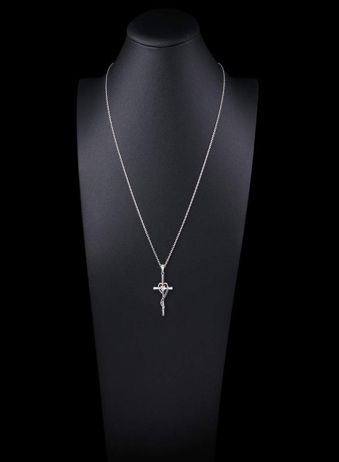 JZMSJF S925 Sterling Silver Faith Hope God in My Heart Cross Pendant Necklace Gift for Women Adults Teens - Image 2