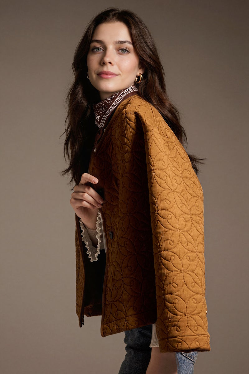 DeFacto Brown Woman Regular Fit V-Neck Blazer Casual - Image 3