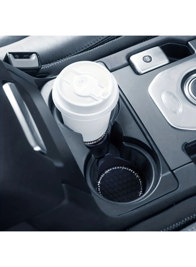 2pcs Pink Sparkling Crystal Rhinestone Car Cup Coasters Non Slip Easy Clean Drink Holders For Stylish Vehicle Interiors - Image 3