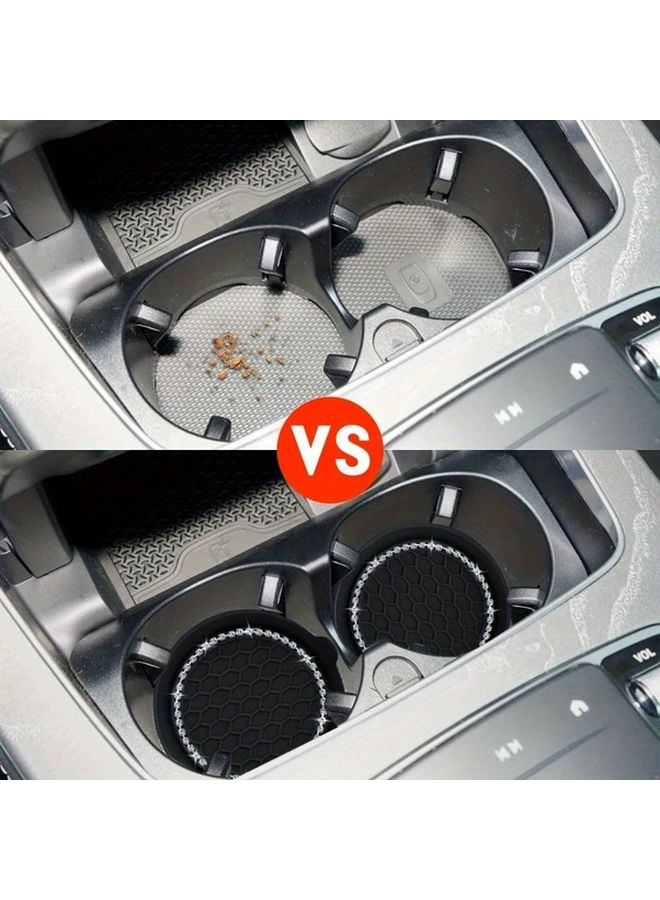 2pcs Pink Sparkling Crystal Rhinestone Car Cup Coasters Non Slip Easy Clean Drink Holders For Stylish Vehicle Interiors - Image 5