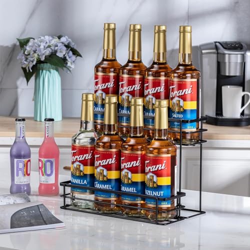 OGFC 11134 Coffee Syrup Organizer Rack, (8 Bottle Capacity),2 Tier Coffee Syrup holder for Coffee Bar Accessories,Kitchen,Storage for Syrup, Wine, Dressing（Black） - Image 2