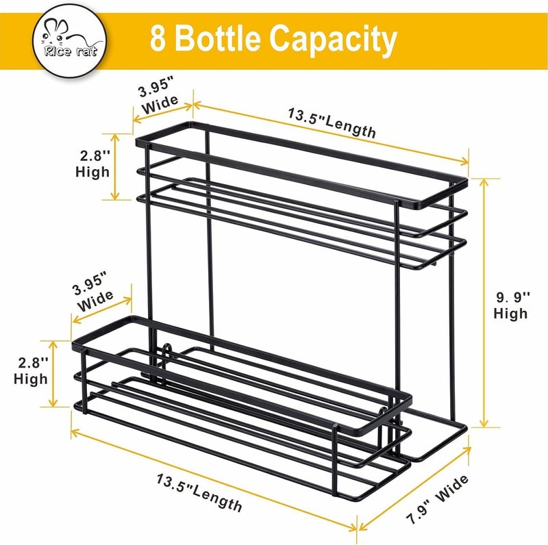OGFC 11134 Coffee Syrup Organizer Rack, (8 Bottle Capacity),2 Tier Coffee Syrup holder for Coffee Bar Accessories,Kitchen,Storage for Syrup, Wine, Dressing（Black） - Image 3