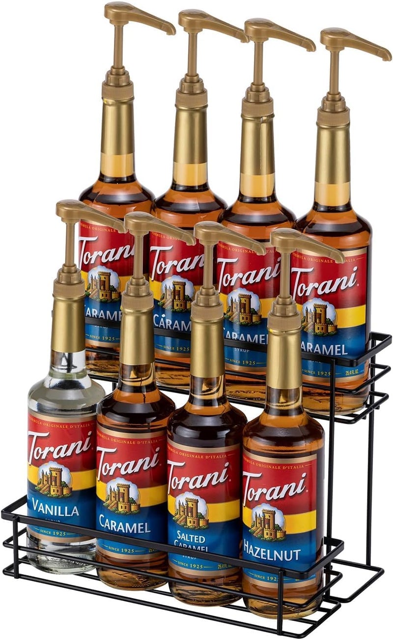 OGFC 11134 Coffee Syrup Organizer Rack, (8 Bottle Capacity),2 Tier Coffee Syrup holder for Coffee Bar Accessories,Kitchen,Storage for Syrup, Wine, Dressing（Black） - Image 1