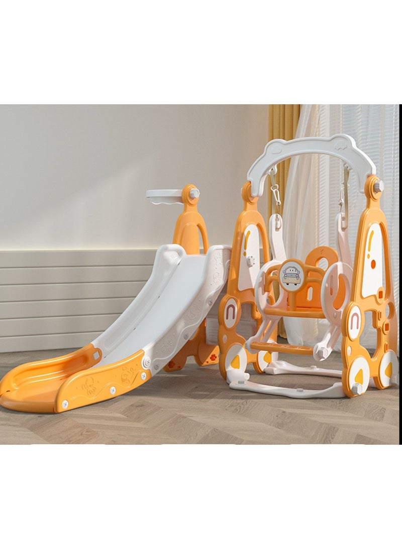 فول جوي مجموعة زحليقة وأرجوحة مع حلقة كرة سلة 3*1 للأطفال،مجموعة ملعب داخلي وخارجي للأطفال الصغار،مجموعة ألعاب تسلق للأطفال - Image 1