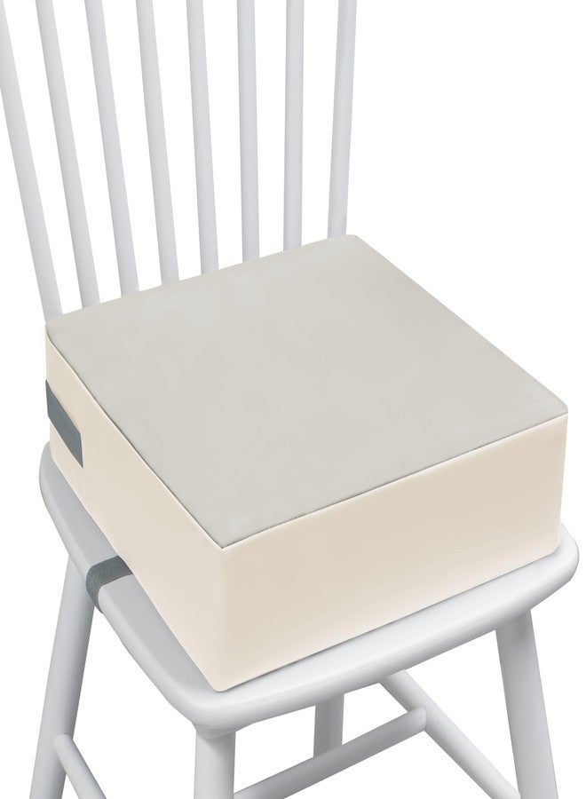 Eiury Toddler Booster Seat Dining Table Kitchen Chair, Waterproof Anti-Scratch PU Cushion, Non-Slip Bottom, Adjustable Buckle Straps, Easy Clean Portable Seat Cushion (Grey+White) - Image 1