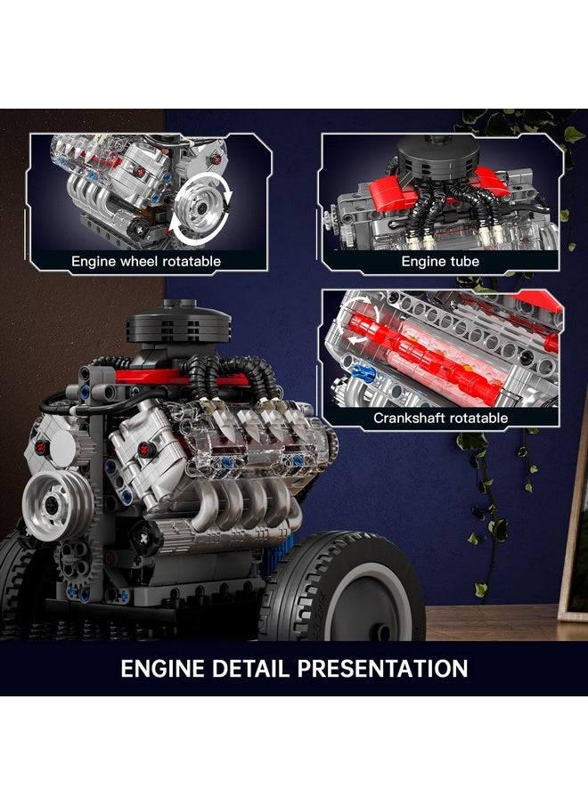 mould king Mould King Mini V8 Engine Kits That Runs, Build Your Own Visible Car Motor, Physical Science Experiment Models for Teens, Best STEM Toy Gifts for Kids and Adult 10171 (487 Pcs)  - Image 2