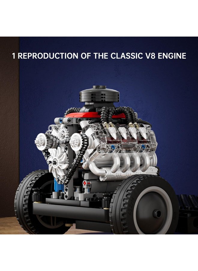 mould king Mould King Mini V8 Engine Kits That Runs, Build Your Own Visible Car Motor, Physical Science Experiment Models for Teens, Best STEM Toy Gifts for Kids and Adult 10171 (487 Pcs)  - Image 3