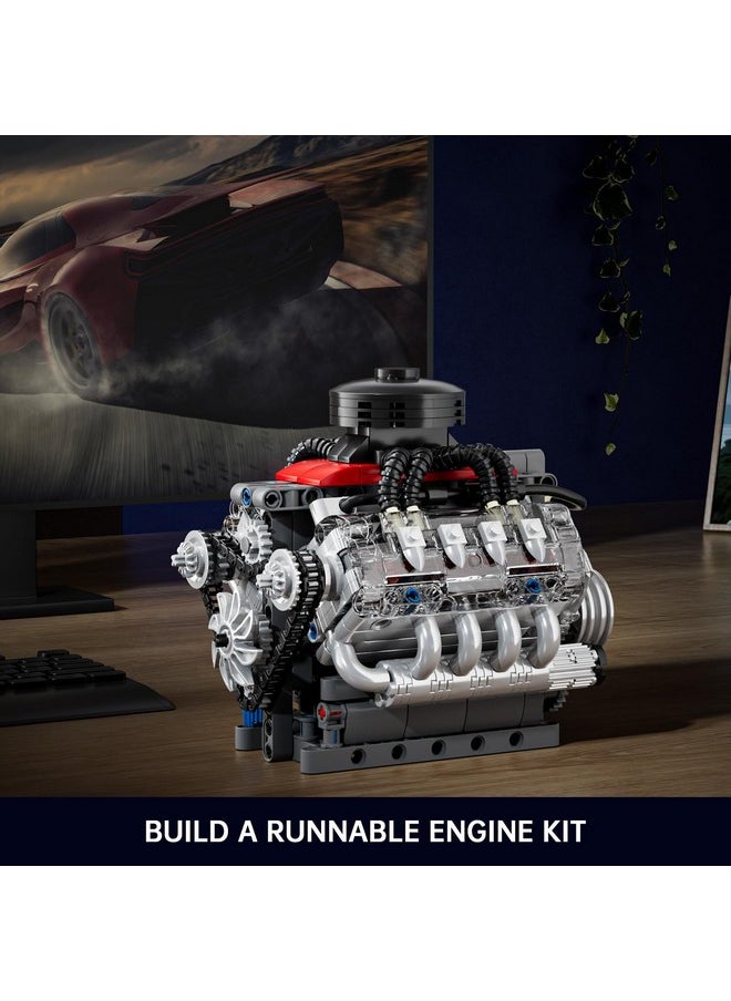 mould king Mould King Mini V8 Engine Kits That Runs, Build Your Own Visible Car Motor, Physical Science Experiment Models for Teens, Best STEM Toy Gifts for Kids and Adult 10171 (487 Pcs)  - Image 4