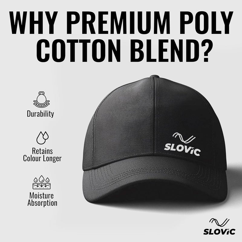 SLOVIC Cap for Men Stylish | Unisex Cap with Adjutsable Straps | Summer Caps for Men & All Sports - Cricket, Football | Comfortable fit Baseball Caps for Mens & Boys | Free Size - Image 5