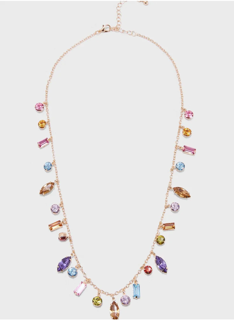 ELLA Multi Coloured Jewel Details Necklace